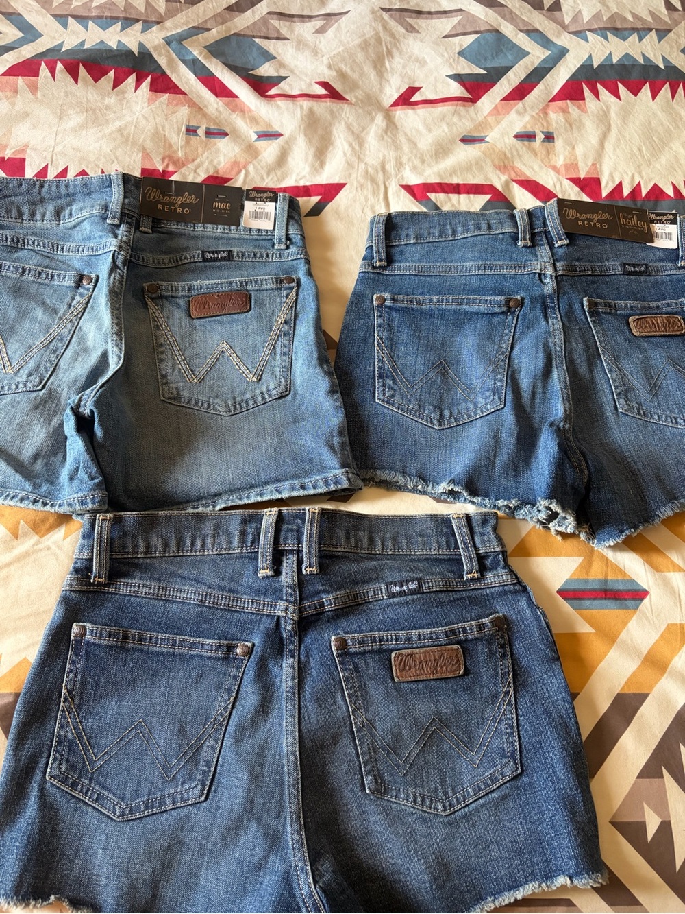 Wrangler Blue Denim Cutoff Shorts Trio